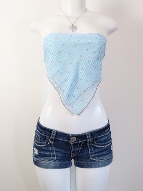 Light Blue Gingham Bandana Tube Top